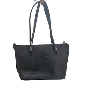 Tory Burch Jual Tote in Dark Grey Pebbled Leather